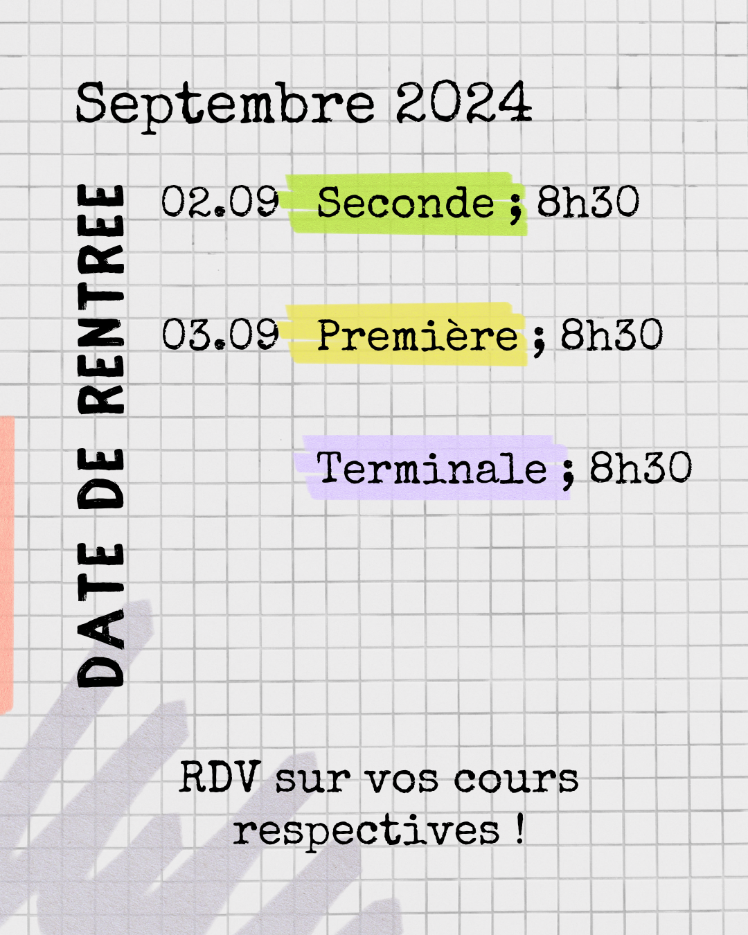 Rentrée scolaire dates